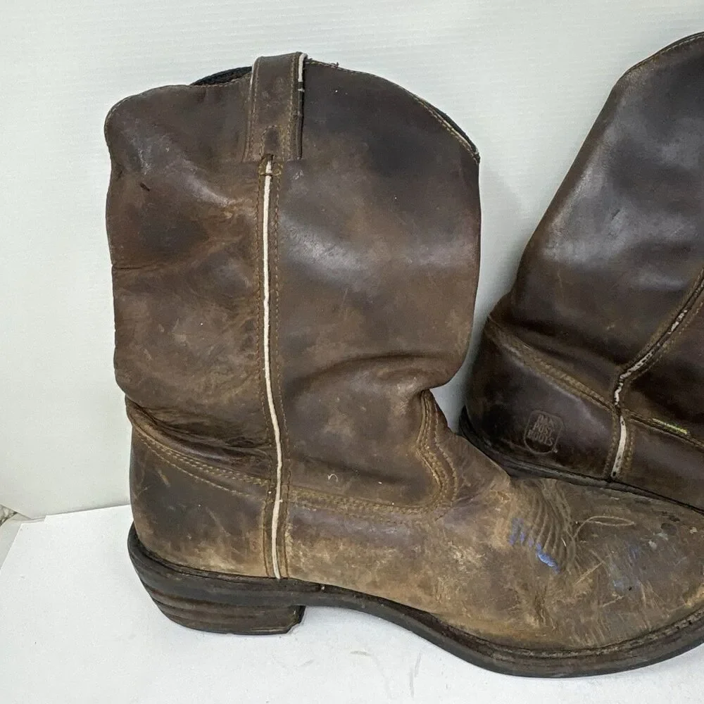 Vintage Style Dan Post Leather Pull On Roper Boots Heavily Worn Patina Mens 12D